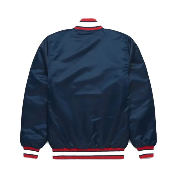 Atlanta Braves Full-Snap Varsity Jacket – Navy Satin