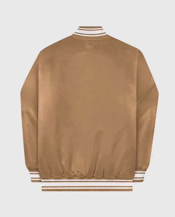 Locker Room Full-Snap Satin Jacket Wheat