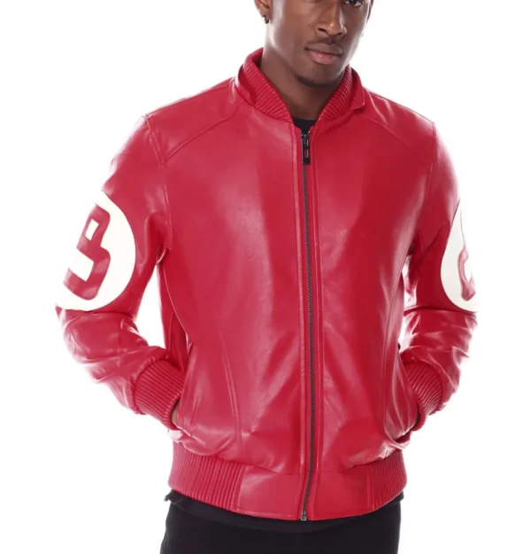 8 Ball Red Hooded Leather Jacket