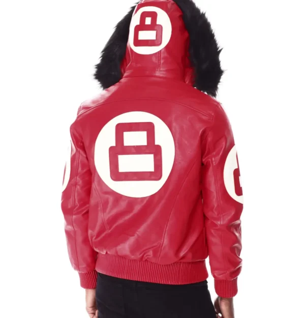 8 Ball Red Hooded Leather Jacket