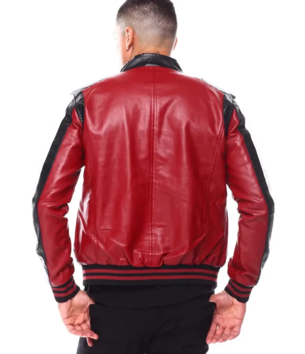90s Moto Colrblock Red Leather Jacket