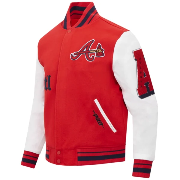 Atlanta Braves Old English Wool & Leather Jacket Varsity
