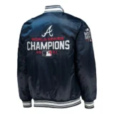 Atlanta Braves Champions Navy Locker Room Satin Varsity Jacke