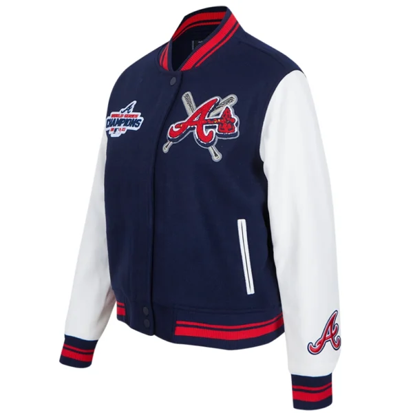 Atlanta Braves Mashup Women’s Rib knitted Wool & Leather Jacket Varsity