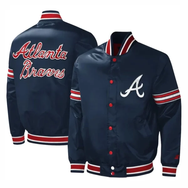 Atlanta Braves Midfield Full-Snap Navy Satin Varsity Jack