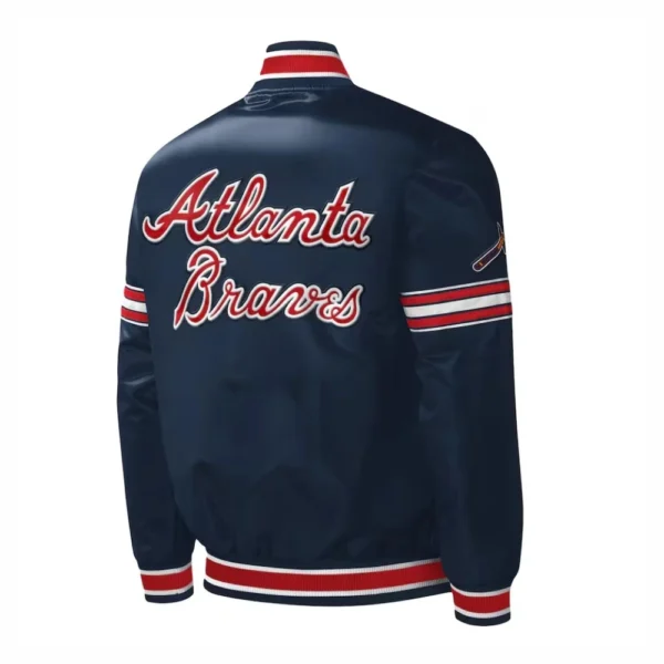 Atlanta Braves Midfield Full-Snap Navy Satin Varsity Jacke