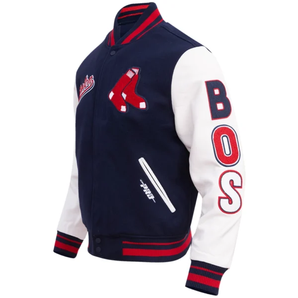 Atlanta Braves Retro Classic Navy/White Rib Knitted Varsity Jacket Wool & Leather