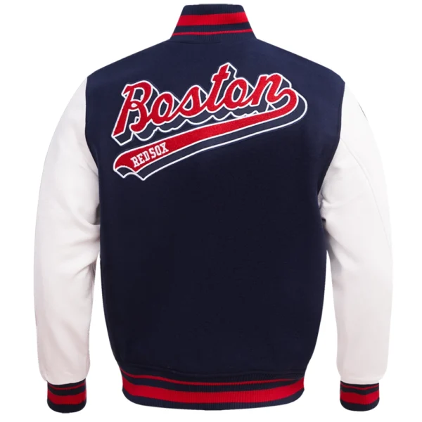 Atlanta Braves Retro Classic Navy/White Rib Knitted Varsity Jacket Wool & Leather