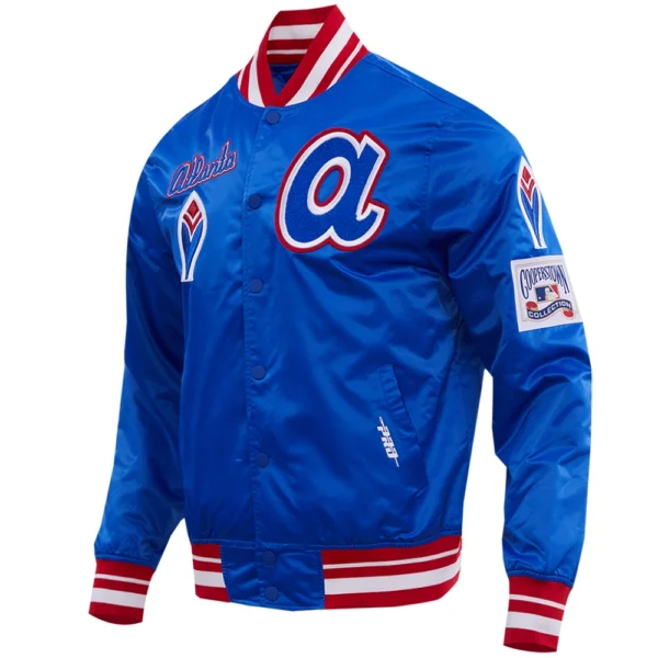 Atlanta Braves Retro Classic Rib Knitted Varsity Jacket Satin