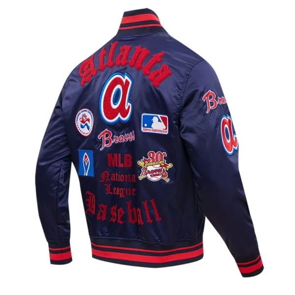 Atlanta Braves Old English Full-Snap Varsity Jacket Satin