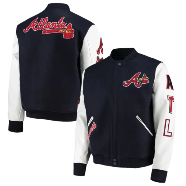 Atlanta Braves Classic Logo Wool & Leather Jacket Varsity