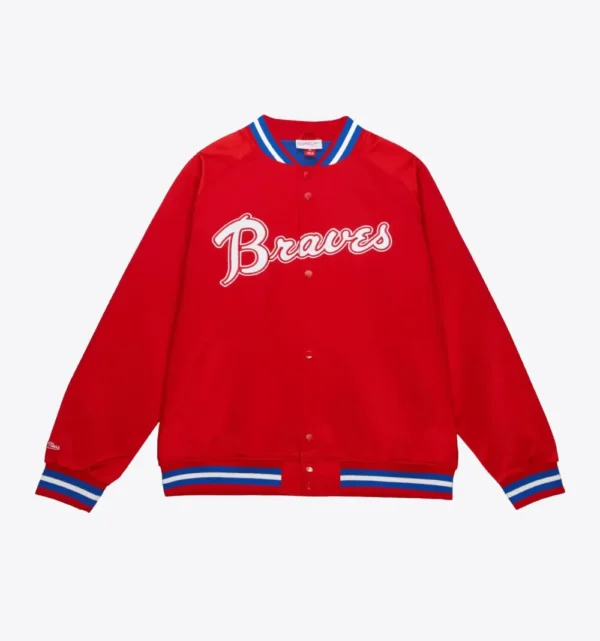 Atlanta Braves Red Lightweight Satin Varsity Jacket