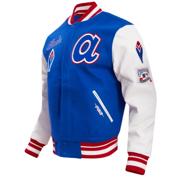 Men’s Atlanta Braves Retro Classic Rib Knitted Wool & Leather Jacket Varsity