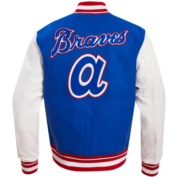 Men’s Atlanta Braves Retro Classic Rib Knitted Wool & Leather Jacket Varsity