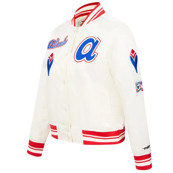 Atlanta Braves Retro Classic Women’s Rib  Varsity Jacket Satin