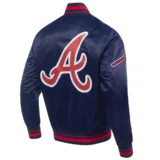 Atlanta Braves Script Tail Full-Snap Satin -Navy Varsity Jack