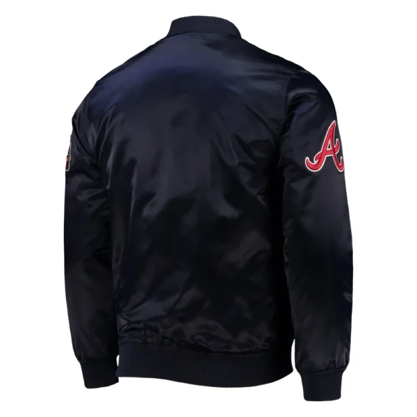 Atlanta Braves Wordmark Navy Varsity Jacket  Satin