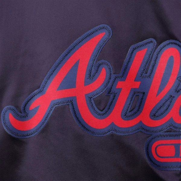 Atlanta Braves Wordmark Navy Varsity Jacket  Satin