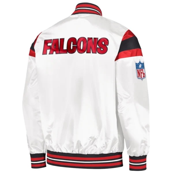 Atlanta Falcons Full-Snap Satin White/Red Varsity Jacket