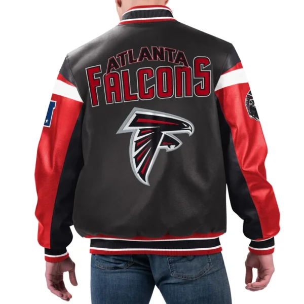 Atlanta Falcons Full-Zip Black Leather Varsity Jacket