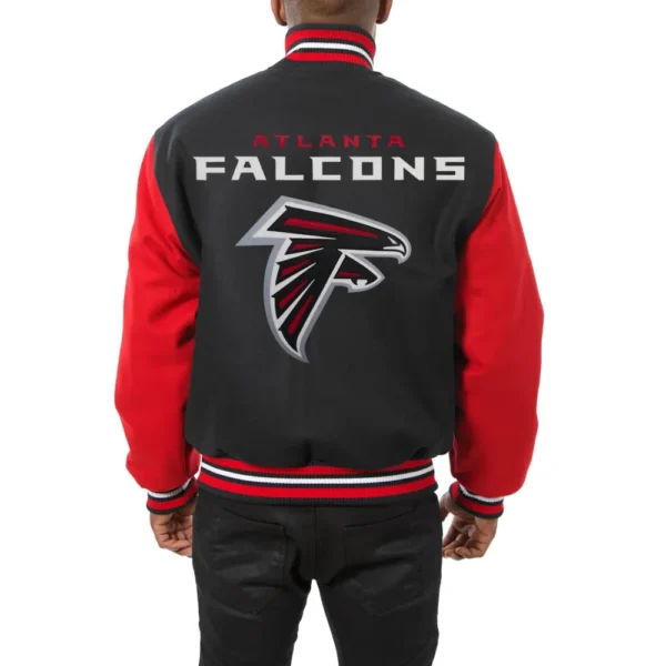 Atlanta Falcons Handmade Full Wool Black/Red Varsity Jacket