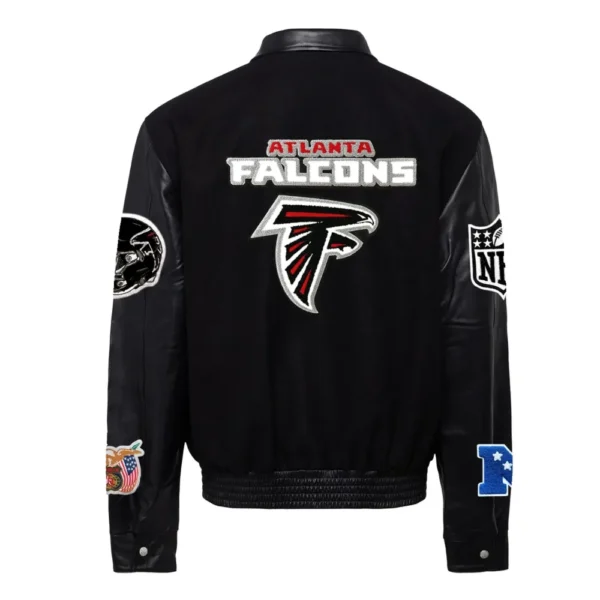 Atlanta Falcons Jeff Hamilton Black Wool & Leather Varsity Jacket