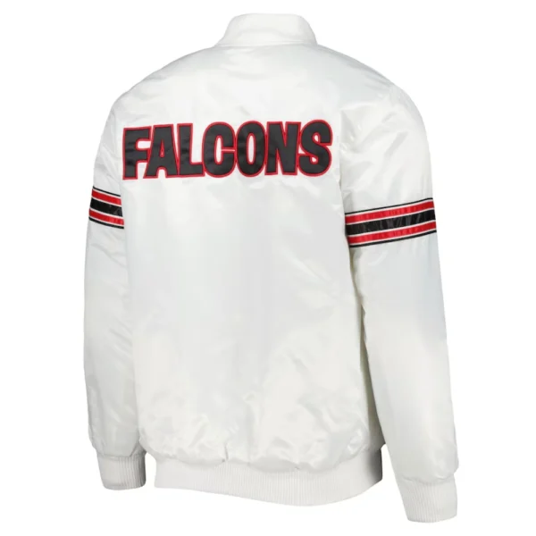 Atlanta Falcons Power Forward Full-Snap Satin Varsity White Jacket