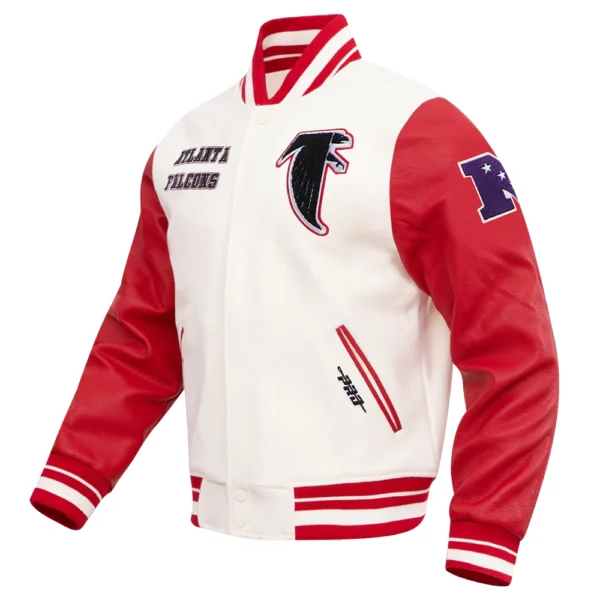 Atlanta Falcons Retro Classic Wool & Leather White/Red Varsity Jacket