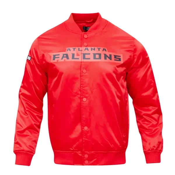 Atlanta Falcons Team Big Logo Red Satin Varsity Jacket