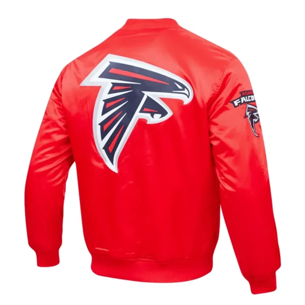 Atlanta Falcons Team Big Logo Red Satin Varsity Jacket