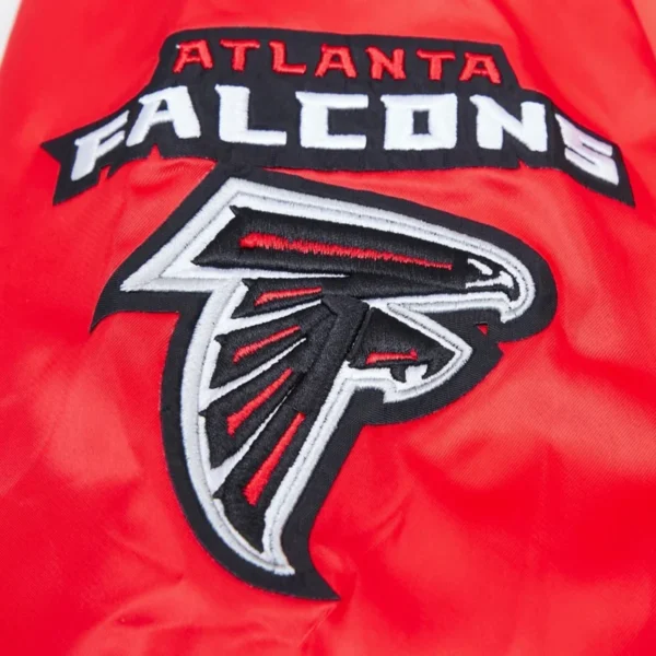 Atlanta Falcons Team Big Logo Red Satin Varsity Jacket