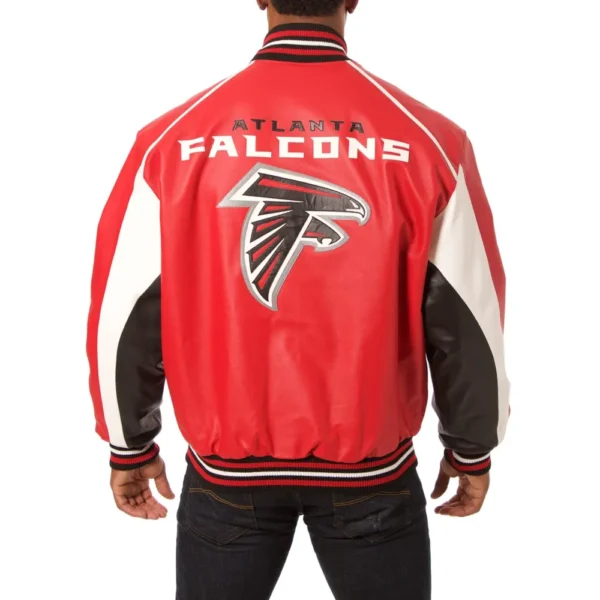 Atlanta Falcons Real Leather Red Varsity Jacket