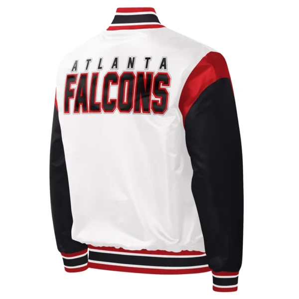 Atlanta Falcons Throwback Warm Up Pitch White/Black Satin Varsity Jacket