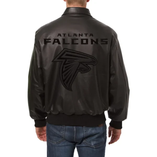 Atlanta Falcons Tonal Full Leather Black Bomber Jacket