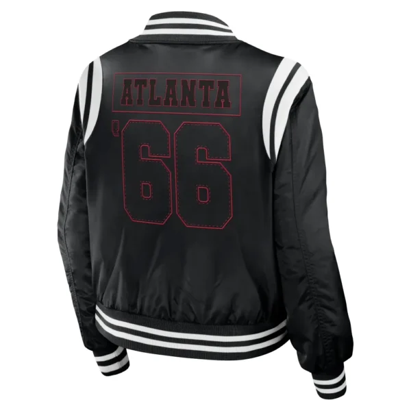 Atlanta Falcons Women’s Full-Zip Black Bomber Varsity Jacket