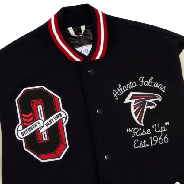 Atlanta Falcons X OVO Wool & Leather Black/White Varsity Jacket