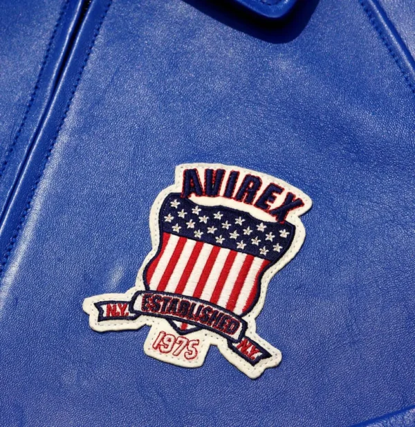 Avirex Icon Blue Leather Bomber Jac