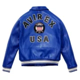 Avirex Icon Blue Leather Bomber Jacke