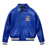 Avirex Icon Blue Leather Bomber Jacket