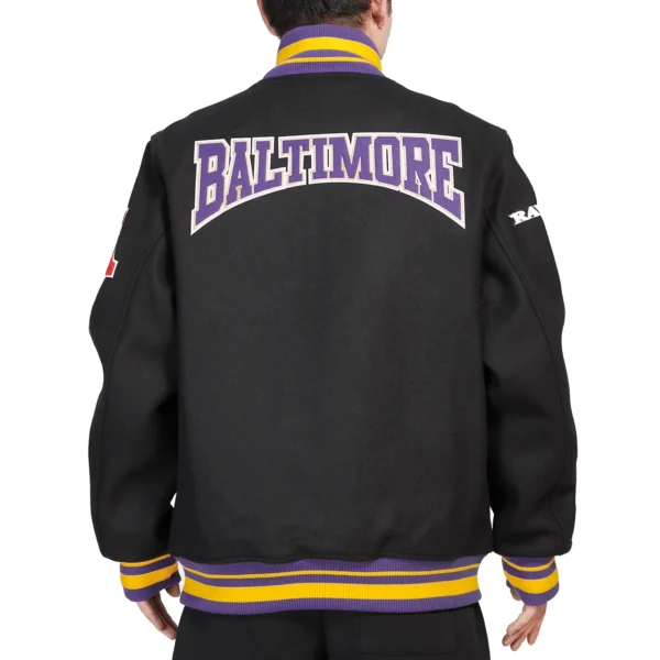 Baltimore Ravens Crest Emblem Black Wool Varsity Jacket