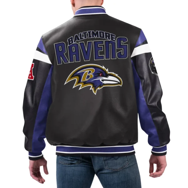 Baltimore Ravens Full-Zip Black Leather Varsity Jacket