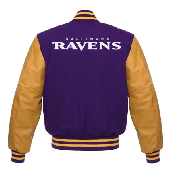 Baltimore Ravens Letterman Wool & Leather Purple/Yellow Varsity Jacket