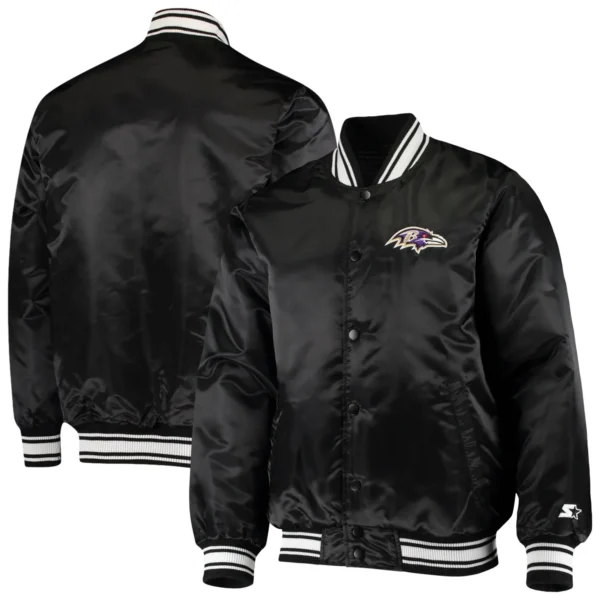 Baltimore Ravens Locker Room Black Satin Varsity Jacket