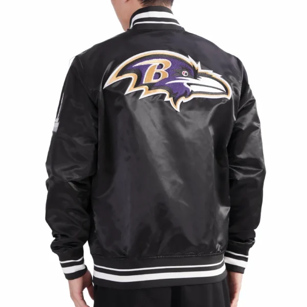 Baltimore Ravens Mashup Full-Snap Black Satin Varsity Jacket