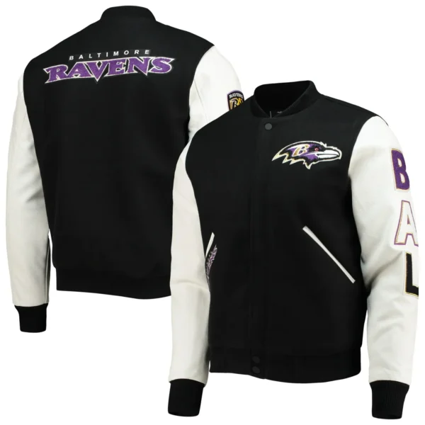 Baltimore Ravens Logo Black/White Varsity Jacket