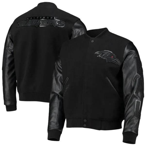 Baltimore Ravens Logo Black Wool & Leather Varsity Jacket