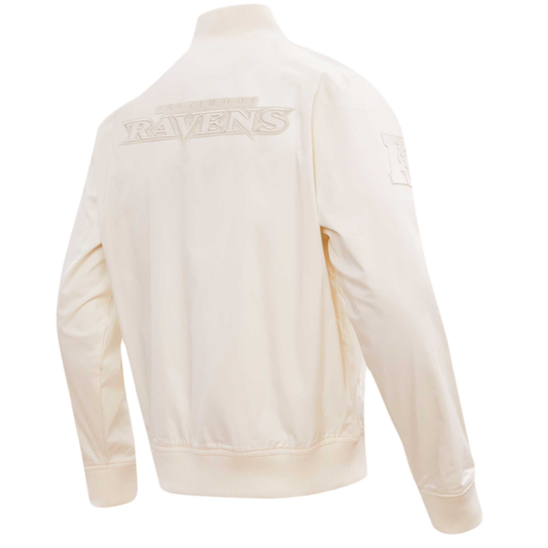 Baltimore Ravens White Neutral Cream Satin Varsity Jacket