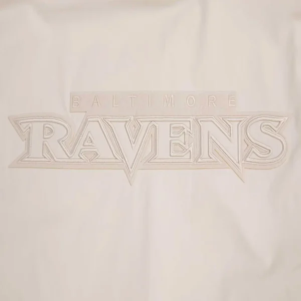 Baltimore Ravens White Neutral Cream Satin Varsity Jacket