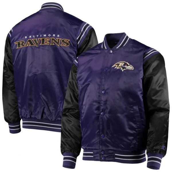 Baltimore Ravens Enforcer Purple/Black Satin Varsity Jacket