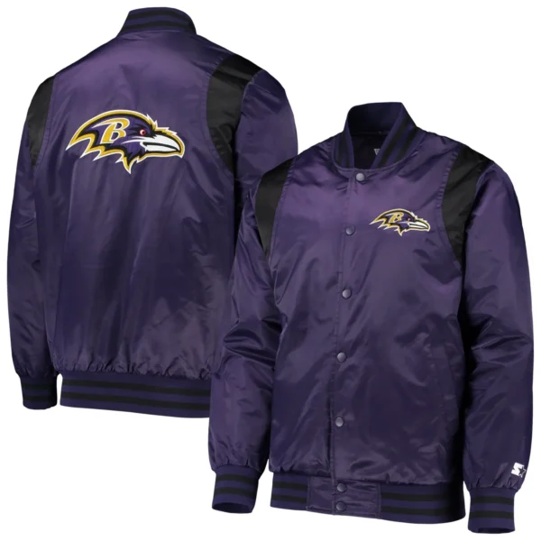 Baltimore Ravens Prime Time Twill Black Satin Varsity Jacket